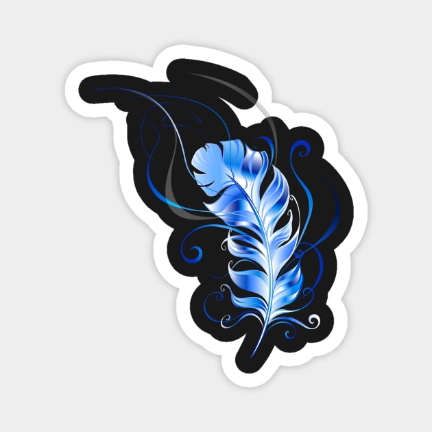 Feather of Blue Fire Magnet by Blackmoon9