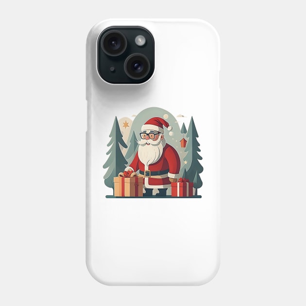 Santa Claus between trees Phone Case by Virshan