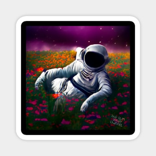 Astronaut in flowers relaxing to slim goody sounds! Magnet