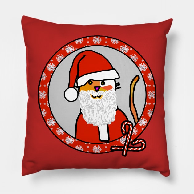 Christmas Portrait of Santa Cat Pillow by ellenhenryart