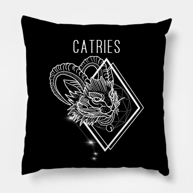 Zodiac cattery: aries Pillow by Blacklinesw9