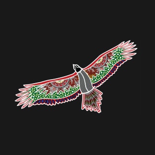 Aboriginal Art - Eagle White Outline T-Shirt