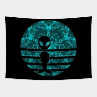 Encounters Kaleidoscope Silhouette Invasion Alien Sunset Silhouette Tapestry