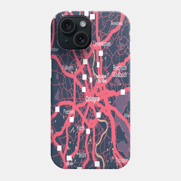 Cologne city map. Phone Case by Mapmania