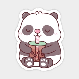 Cute Chubby Panda Bear Drinking Bubble Tea Magnet