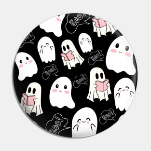 Cute Ghost Pattern for Reading Lover Pin