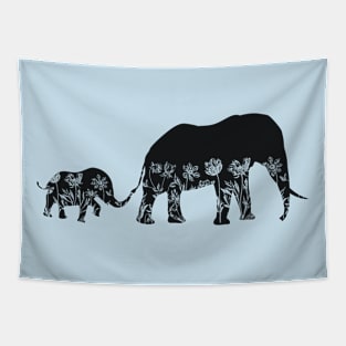 Floral Elephants Tapestry