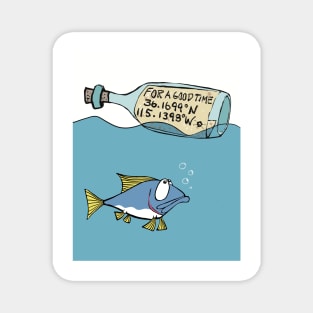 Sailing humor-fish message in bottle Magnet