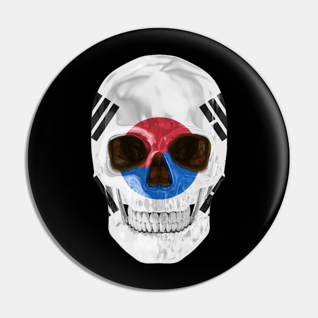 South Korea Flag Skull - Gift for South Korean With Roots From South Korea Pin by Country Flags