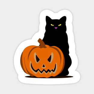 Black cat and pumpkin Magnet