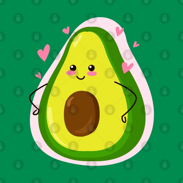 Cute Avocado Cartoon Drawing by BrightLightArts