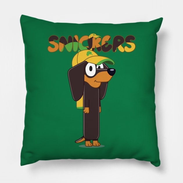 Snickers He is a sausage dog Pillow by KOMIKRUKII