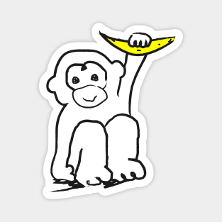 A cute little monkey with a banana in his hand! Magnet