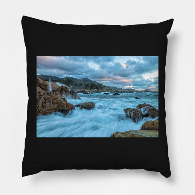 Point Lobos Sunset Pillow by jvnimages