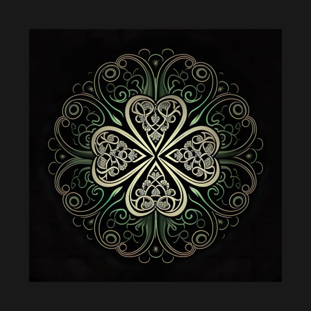 Saint Patrick's day shamrock leaf - glow in the dark filigree pattern by UmagineArts
