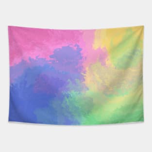 abstract pattern with green, yellow, pink and blue hues Tapestry