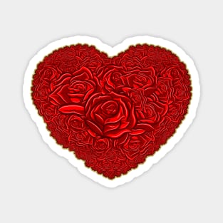 Heart shape made of Red Roses Magnet