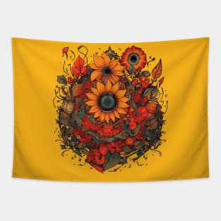 Minimal Flower Abstract Tapestry