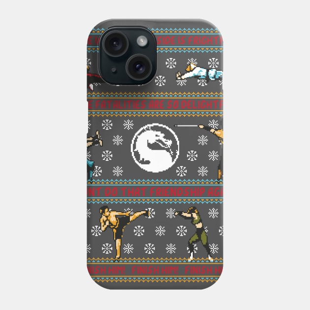 Finish Him! Finish Him! Finish Him! - Mortal Kombat Ugly Sweater, Christmas Sweater & Holiday Sweater Phone Case by RetroReview