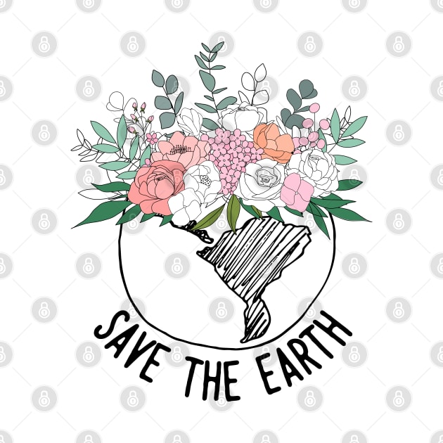 Save The Earth One Line Art Flowers by ArunikaPrints