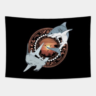 White Shark and Hammerhead Shark Dive Polynesia Tapestry