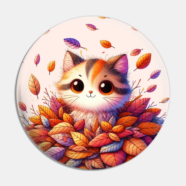 A Cute cat in a pile of leaves Pin by Ketsara