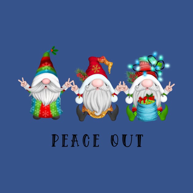 Gnome Christmas - Peace Sign Gnomes Celebrating Holidays by Skeedabble