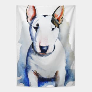 Miniature Bull Terrier Watercolor - Dog Lovers Tapestry