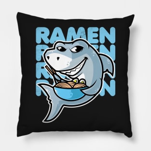 Shark Ramen Bowl Kawaii Neko Anime Japanese Noodles graphic Pillow