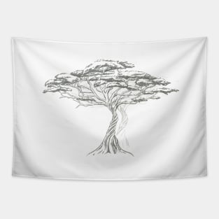 Acacia Shadow , black and white beautiful zen tree Tapestry