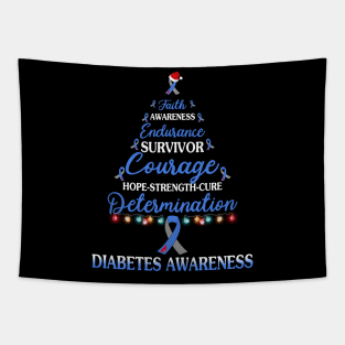 Faith Awareness Endurance Diabetes Awareness Christmas Tree Tapestry