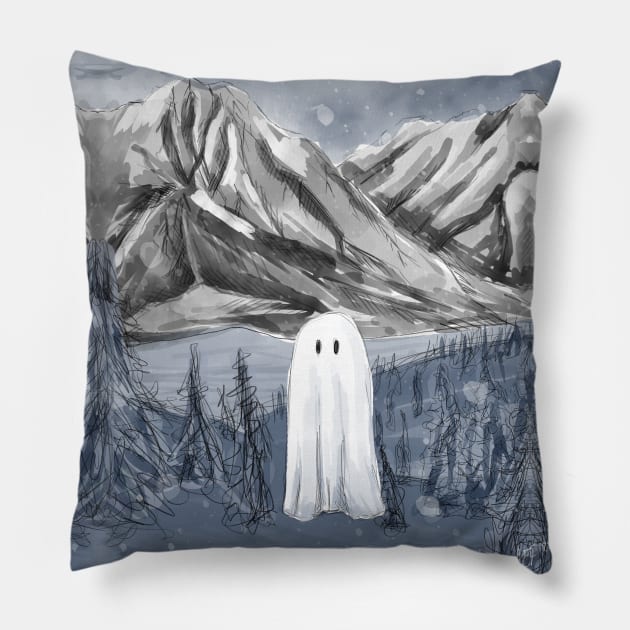 Blue mountain ghost spirit Pillow by AnnaEleCreate