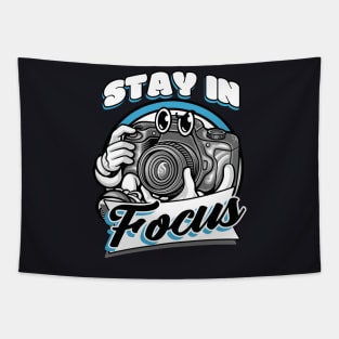 Stay in Focus funny Cartoon Camera Tapestry