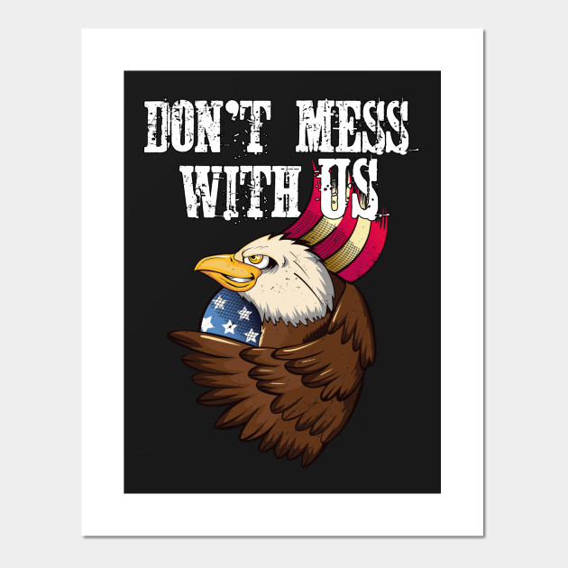 Patriotic Art Print Bald Eagle and American Flag Land of the Free 8x10 In