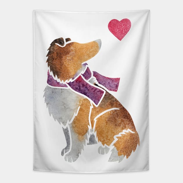 Watercolour Rough Collie Tapestry by animalartbyjess