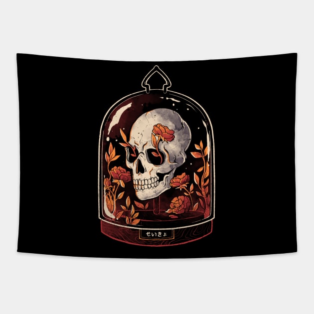 Skull Dome - Cute Flowers Death Gift Tapestry by eduely