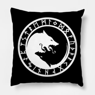 Fenrir /// Rune Circle White Pillow