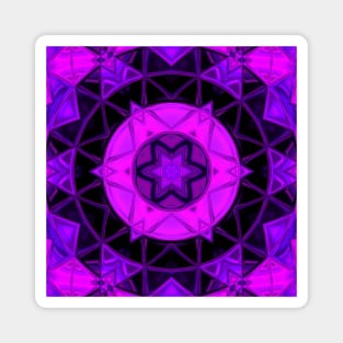 Mosaic Kaleidoscope Flower Black and Purple Magnet