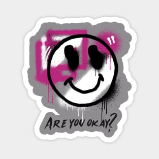 Smile face “Are you okay”? Grunge aesthetic Magnet