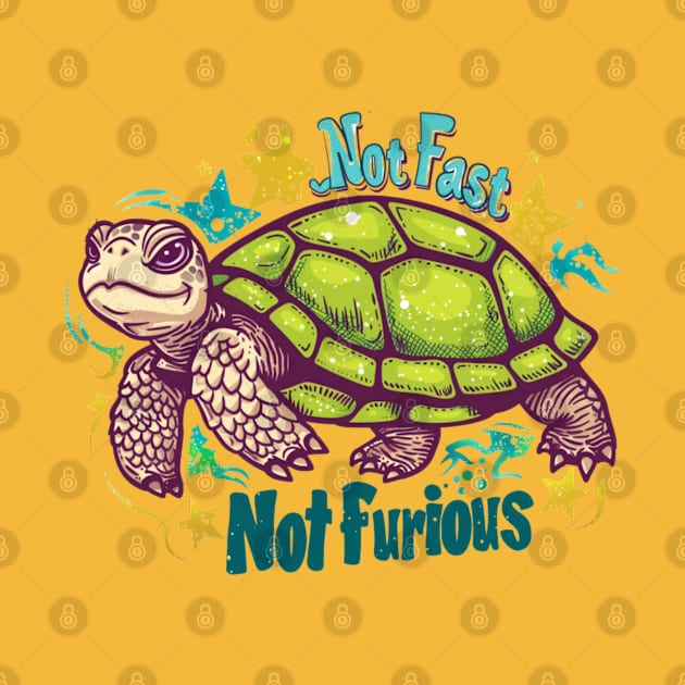 Not fast, Not Furious, turtle, watercolor, gift ideas by Pattyld