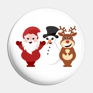 Santa Claus, snowman and red nosed reindeer Pin