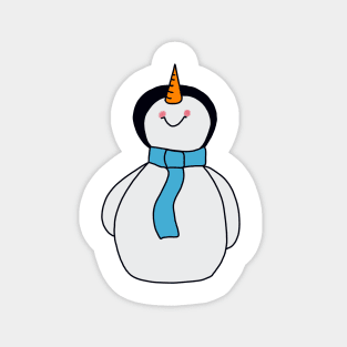 Blue Scarf Snowman Magnet