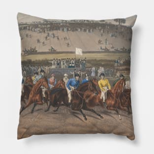 Leamington Grand Steeple Chase - Captain Beecher on Vivian by Charles Hunt Pillow