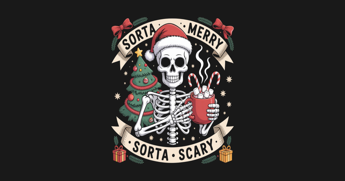 Christmas Skeleton Sorta Merry Sorta Scary Tree Xmas - Christmas ...