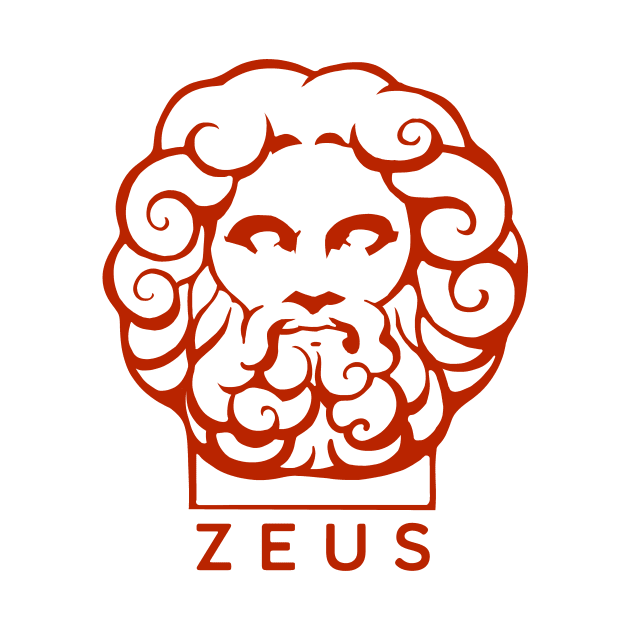 Zeus, Ancient Greece mythology, Stylized head with red ink by croquis design