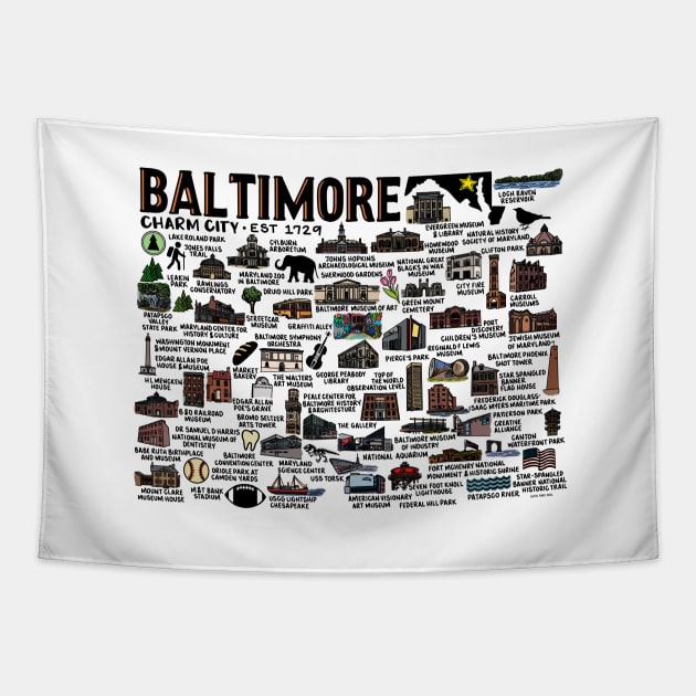 Baltimore Map Tapestry by fiberandgloss