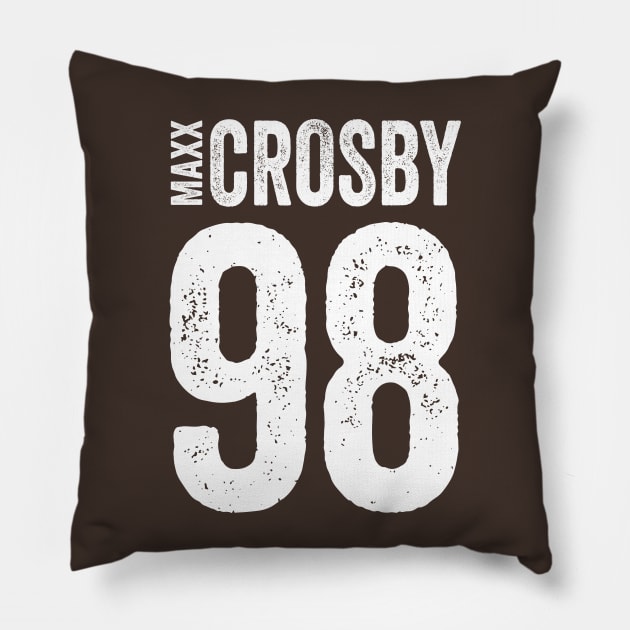 Maxx Crosby 98 - Text Style White Font Pillow by jorinde winter designs