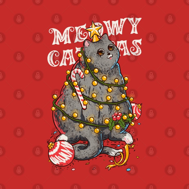 Meowy Catmas - Meowy Christmas Cat tree by anycolordesigns