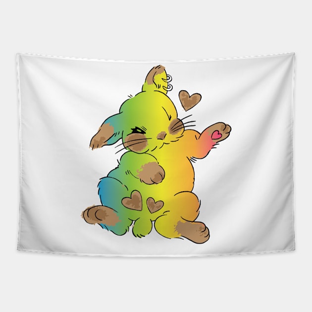 cute colorful bunny butt, kawaii funny bunny Tapestry by lazykitty