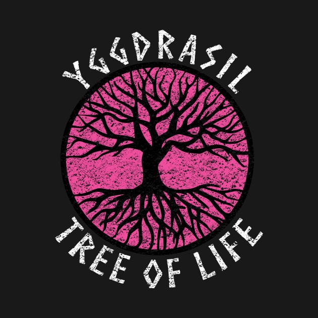 Tree of Life Yggdrasil Pink Valhalla Vikings Grunge Distressed by vikki182@hotmail.co.uk